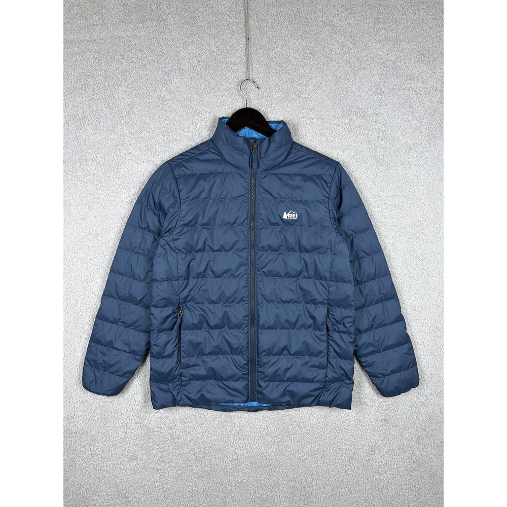 REI Jacket Kids XL Blue Puffer 650 Down Insulated Full Zip Outdoors Coat